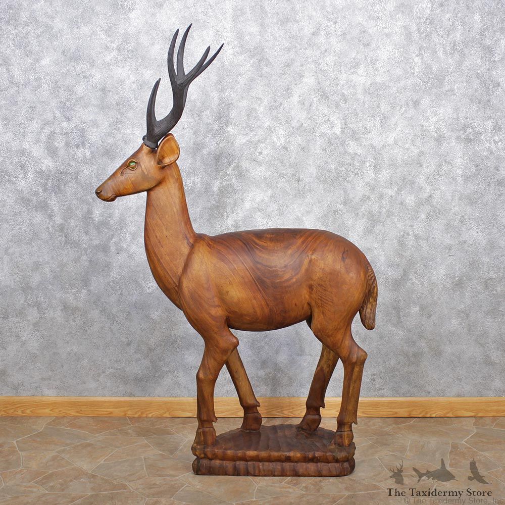 Sika Deer Wooden Carving #12509 For Sale @ The Taxidermy Store