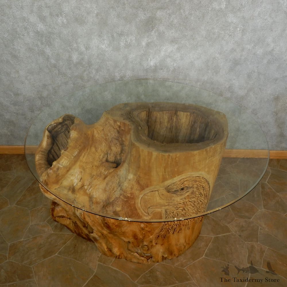 Carved Eagle Tree Trunk Table For Sale #16891 @ The Taxidermy Store