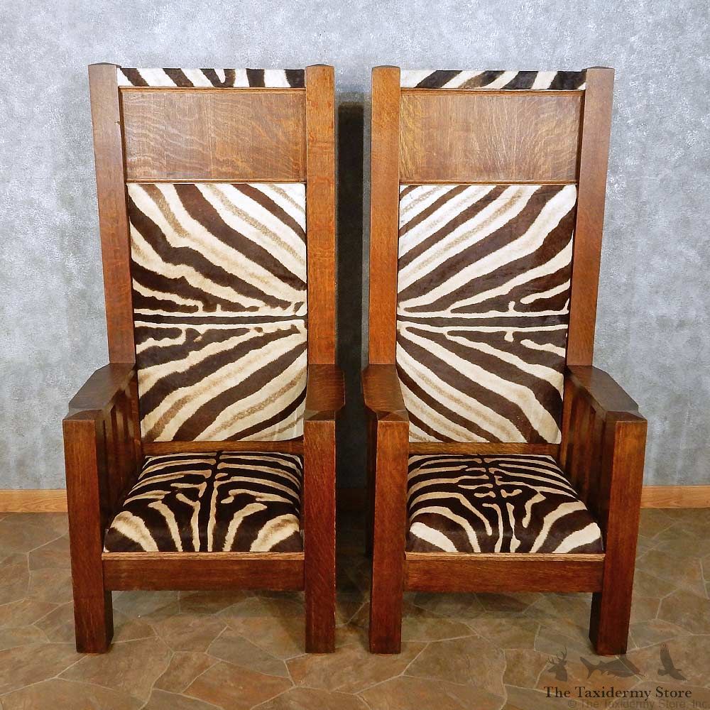 African Zebra Skin Bishop Chairs For Sale #28803 @ The Taxidermy Store
