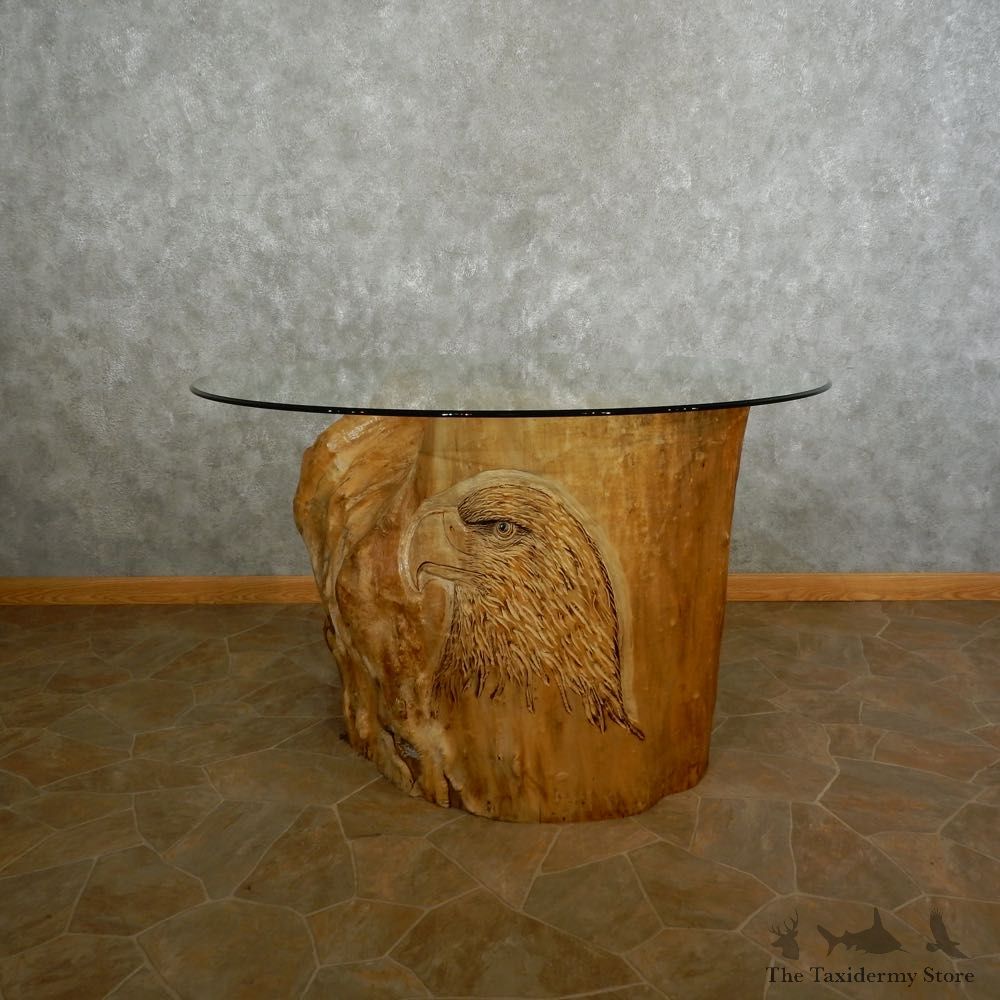 Carved Eagle Tree Trunk Table For Sale #16891 @ The Taxidermy Store