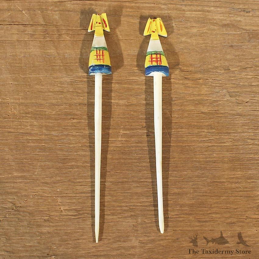 Authentic Native Carved Ivory Olive Spear Set #12103 For Sale @ The Taxidermy Store