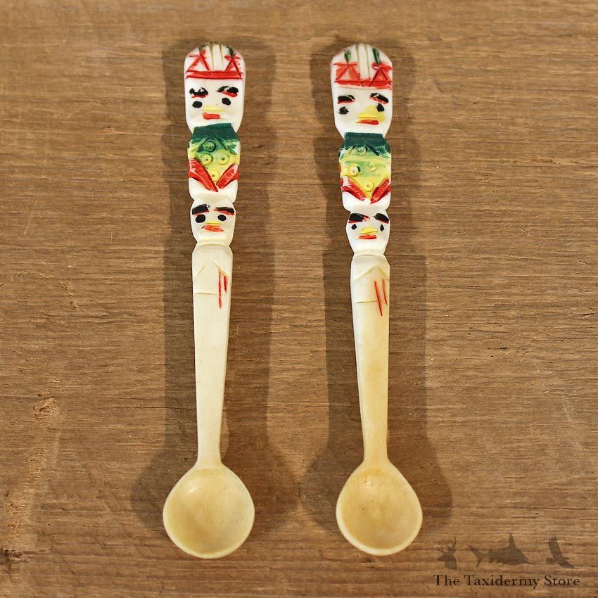 Authentic Native Carved Ivory Spoon Set #12100 For Sale @ The Taxidermy Store