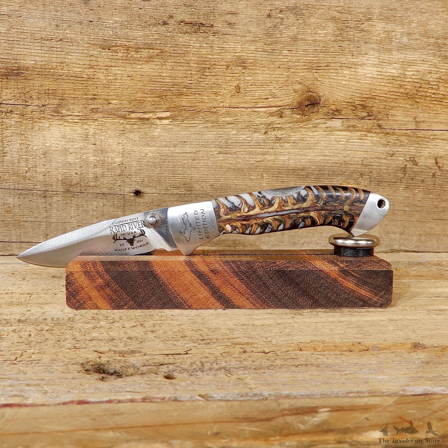 Folding Pocket Clip Knife with Genuine Pinecone Handle For Sale #19226 @ The Taxidermy Store