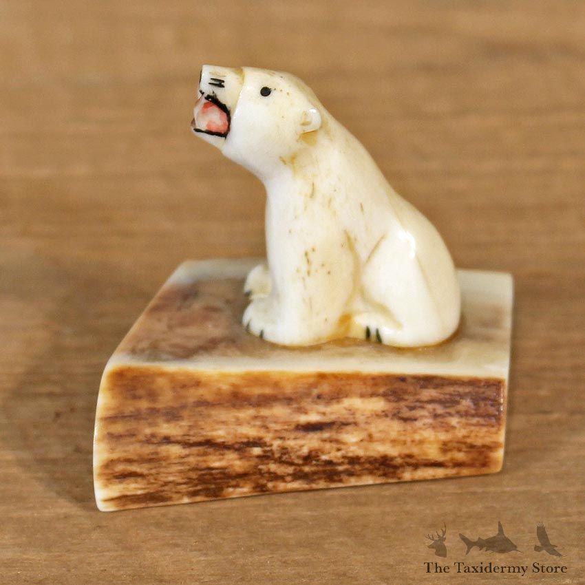 Native Ivory Polar Bear Figurine #12082 For Sale @ The Taxidermy Store