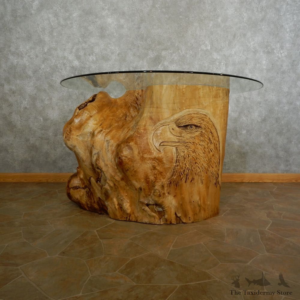 Carved Eagle Tree Trunk Table For Sale #16891 @ The Taxidermy Store