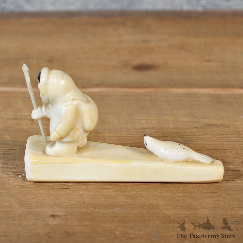 Native Ivory Eskimo & Seal Figurine #12072 For Sale @ The Taxidermy Store