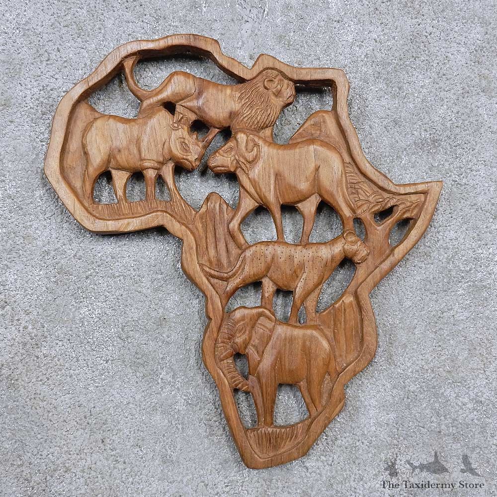 African Safari Plaque Carving For Sale #15665 @ The Taxidermy Store
