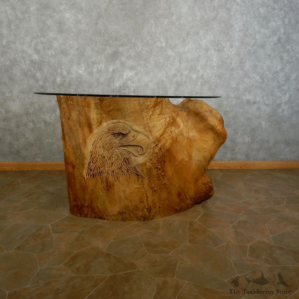 Carved Eagle Tree Trunk Table For Sale #16891 @ The Taxidermy Store