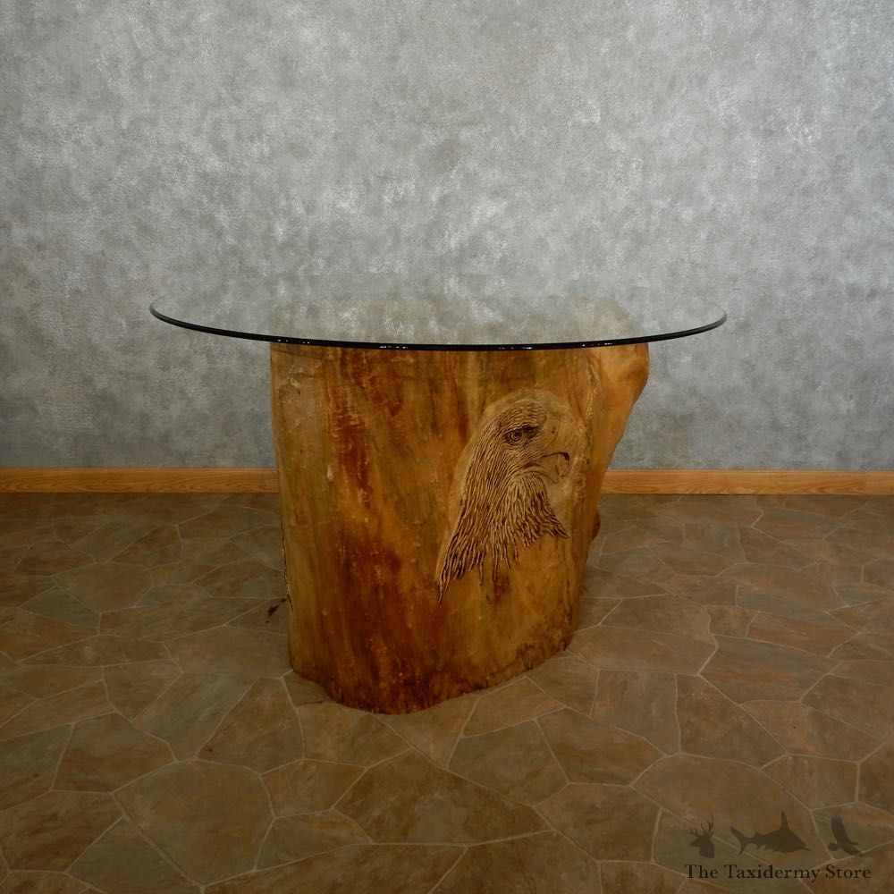 Carved Eagle Tree Trunk Table For Sale #16891 @ The Taxidermy Store