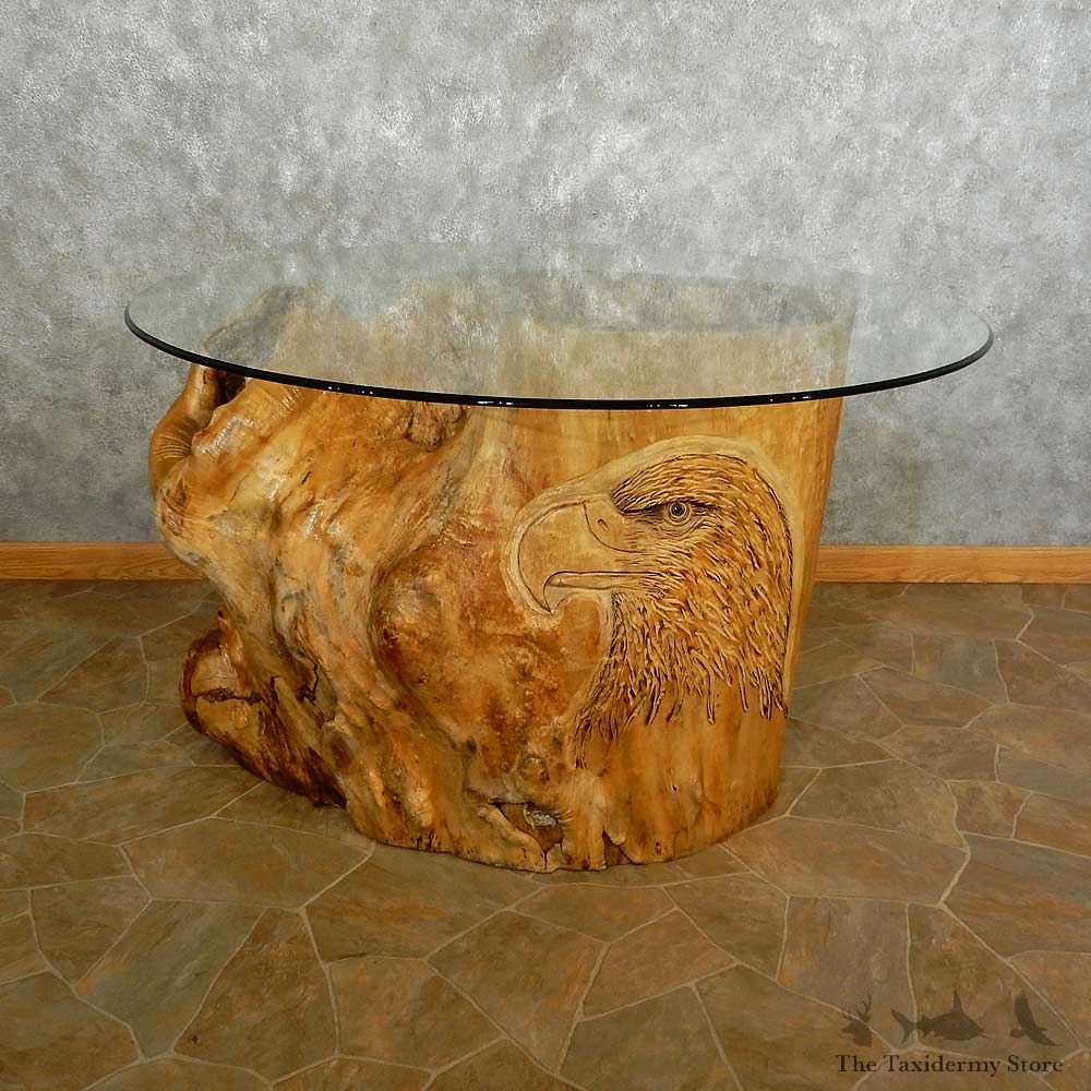 Carved Eagle Tree Trunk Table For Sale #16891 @ The Taxidermy Store