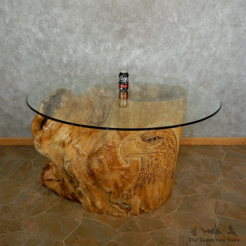 Carved Eagle Tree Trunk Table For Sale #16891 @ The Taxidermy Store